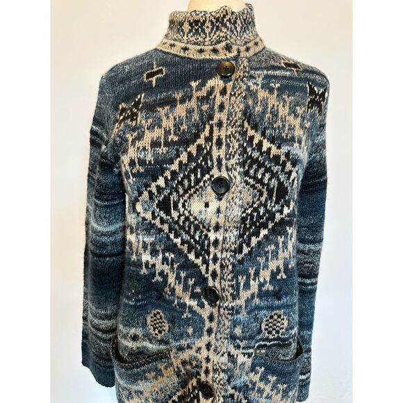 Gorgeous J.Jill Oversized Blue Tapestry Shrug Sweater Size Small - Picture 3 of 9